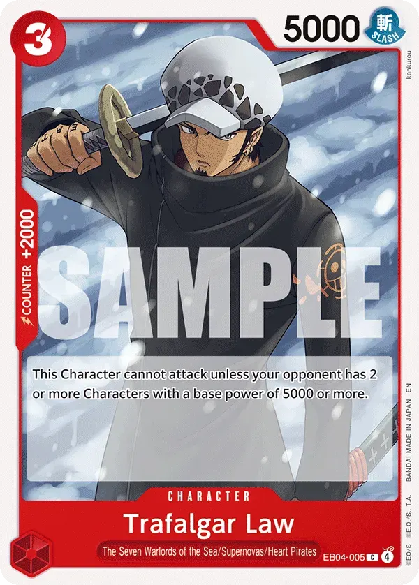 Trafalgar Law — carte One Piece TCG EB04-005 (Adventure on Kami’s Island)