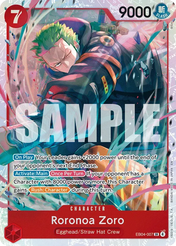 Roronoa Zoro — carte One Piece TCG EB04-007 (Adventure on Kami’s Island)