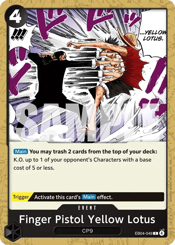 Finger Pistol Yellow Lotus — carte One Piece TCG EB04-049 (Adventure on Kami’s Island)
