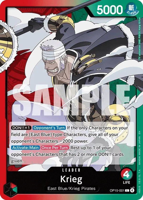 Krieg — carte One Piece TCG OP15-001 (Adventure on Kami’s Island)