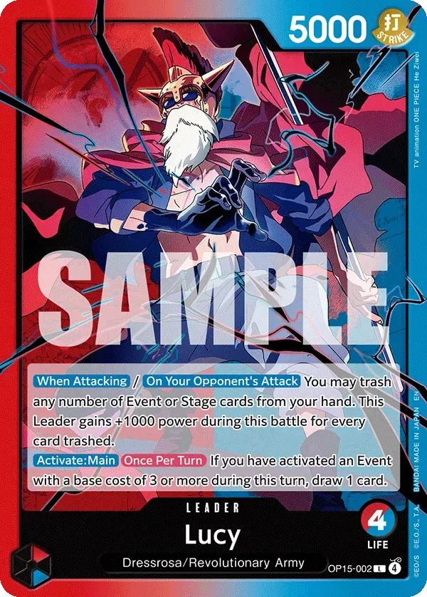 Lucy — carte One Piece TCG OP15-002 (Adventure on Kami’s Island)