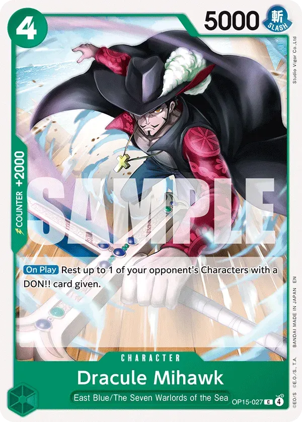 Dracule Mihawk — carte One Piece TCG OP15-027 (Adventure on Kami’s Island)