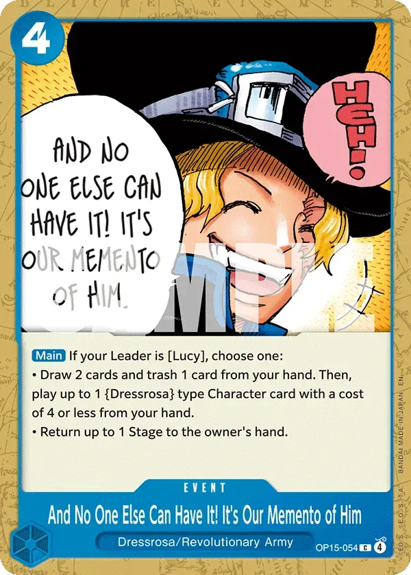 And No One Else Can Have It! It's Our Memento of Him — carte One Piece TCG OP15-054 (Adventure on Kami’s Island)