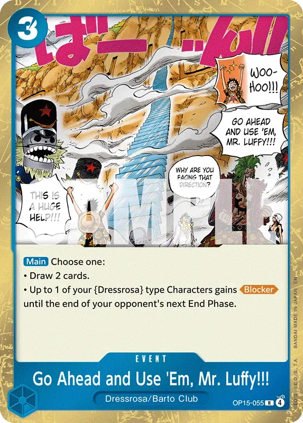 Go Ahead and Use 'Em, Mr. Luffy!!! — carte One Piece TCG OP15-055 (Adventure on Kami’s Island)