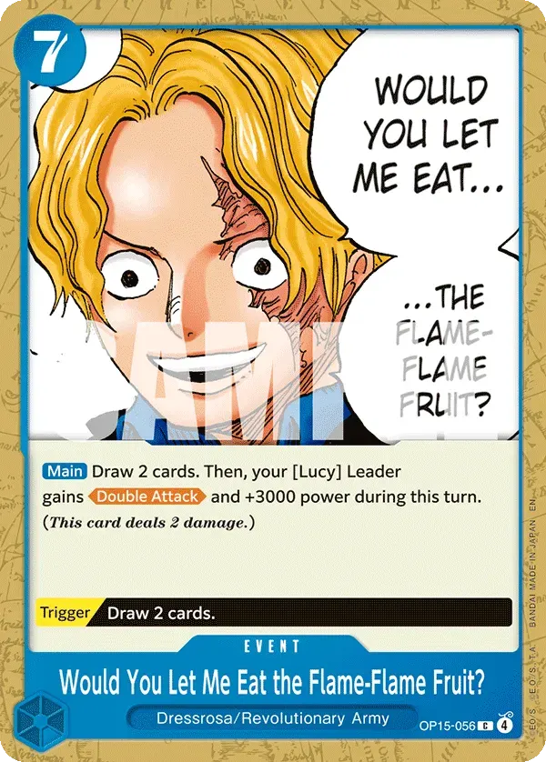 Would You Let Me Eat the Flame-Flame Fruit? — carte One Piece TCG OP15-056 (Adventure on Kami’s Island)