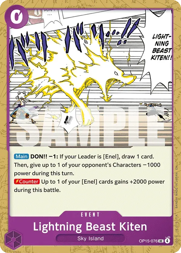 Lightning Beast Kiten — carte One Piece TCG OP15-076 (Adventure on Kami’s Island)
