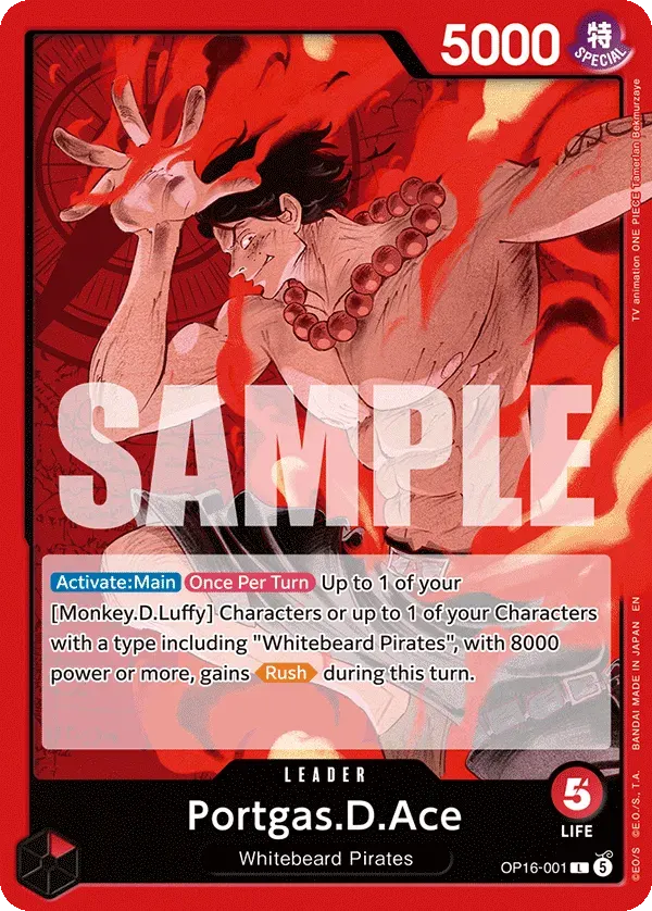 Portgas.D.Ace — carte One Piece TCG OP16-001 (The Time of Battle)