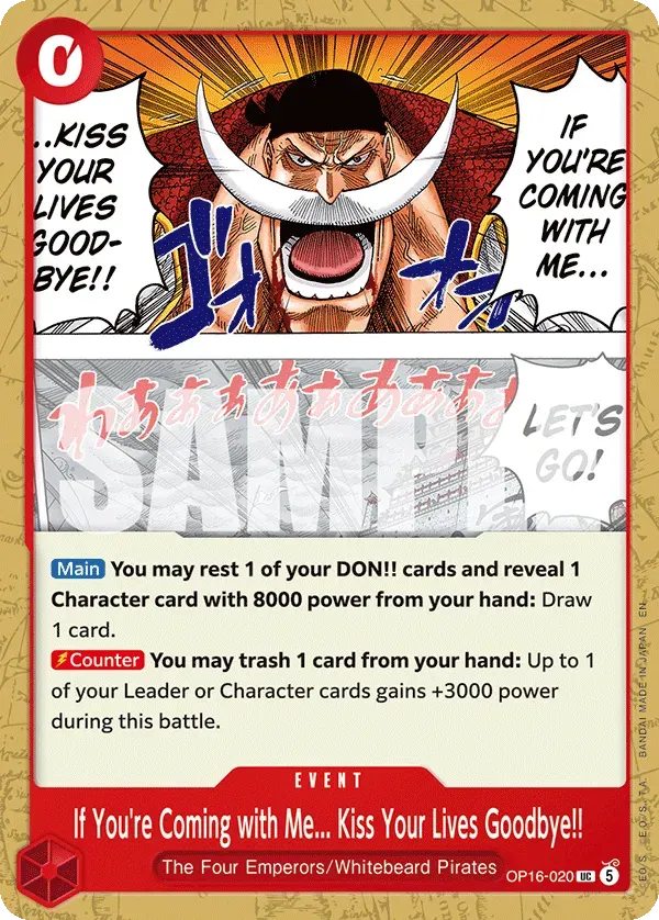 If You're Coming with Me... Kiss Your Lives Goodbye!! — carte One Piece TCG OP16-020 (The Time of Battle)