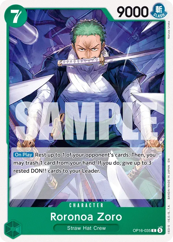 Roronoa Zoro — carte One Piece TCG OP16-035 (The Time of Battle)