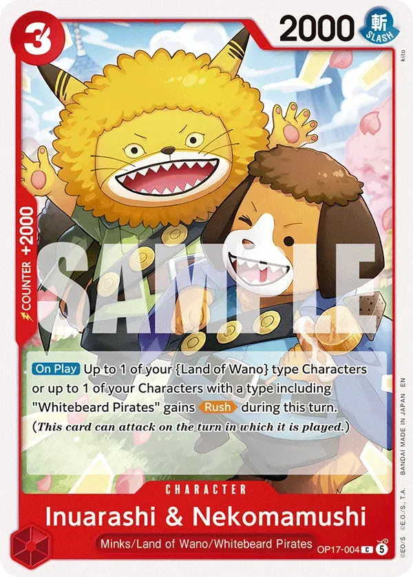 Inuarashi & Nekomamushi — carte One Piece TCG OP17-004 (The World's Strongest Warriors)