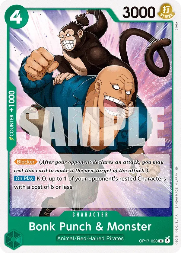 Bonk Punch & Monster — carte One Piece TCG OP17-028 (The World's Strongest Warriors)