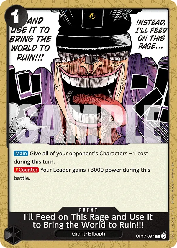 I'll Feed on This Rage and Use It to Bring the World to Ruin!!! — carte One Piece TCG OP17-097 (The World's Strongest Warriors)