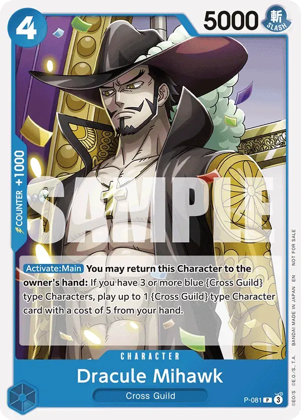 Dracule Mihawk — carte One Piece TCG P-081 (Promo cards)