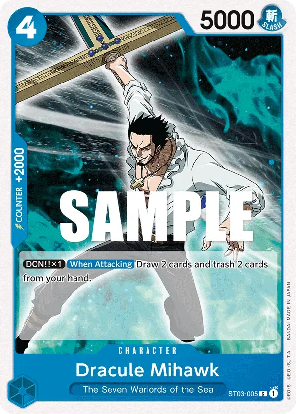 Dracule Mihawk — carte One Piece TCG ST03-005 (The Seven Warlords of the Sea)