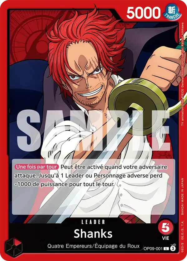 Shanks — carte One Piece TCG OP09-001 (Les Nouveaux Empereurs)