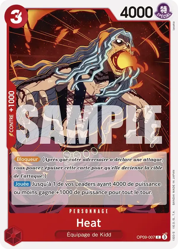 Heat — carte One Piece TCG OP09-007 (Les Nouveaux Empereurs)