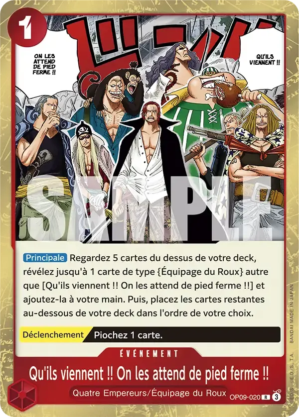 Qu'ils viennent !! On les attend de pied ferme !! — carte One Piece TCG OP09-020 (Les Nouveaux Empereurs)