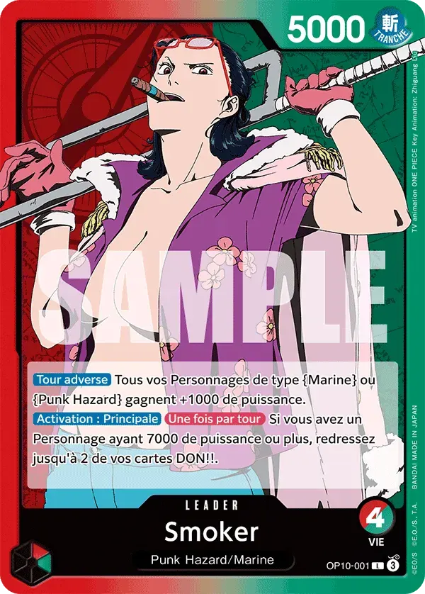 Smoker — carte One Piece TCG OP10-001 (Sang Royal)