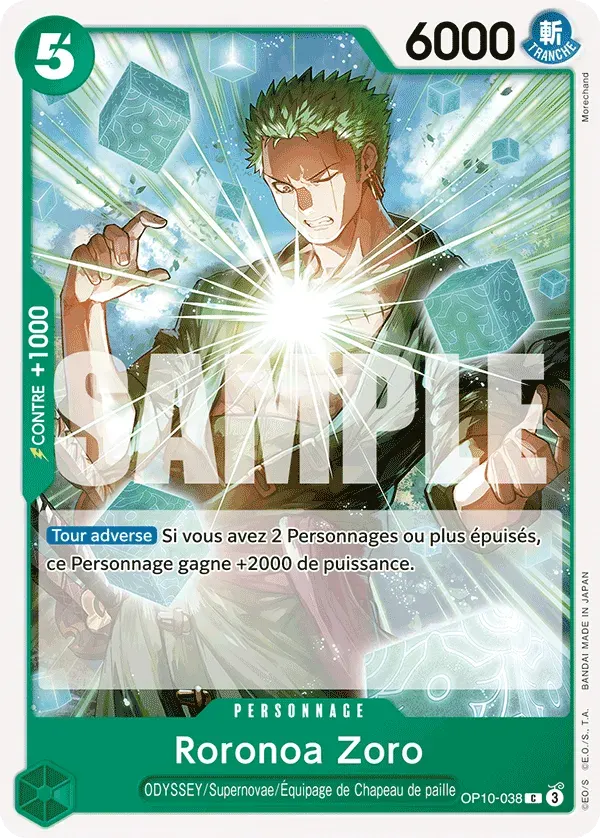 Roronoa Zoro — carte One Piece TCG OP10-038 (Sang Royal)