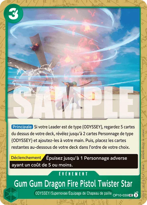 Gum Gum Dragon Fire Pistol Twister Star — carte One Piece TCG OP10-039 (Sang Royal)