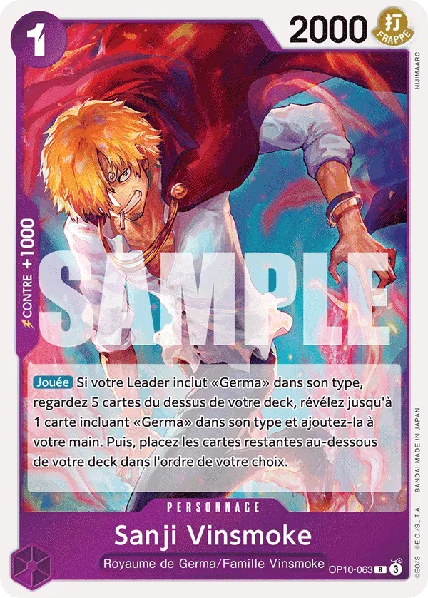 Sanji Vinsmoke — carte One Piece TCG OP10-063 (Sang Royal)