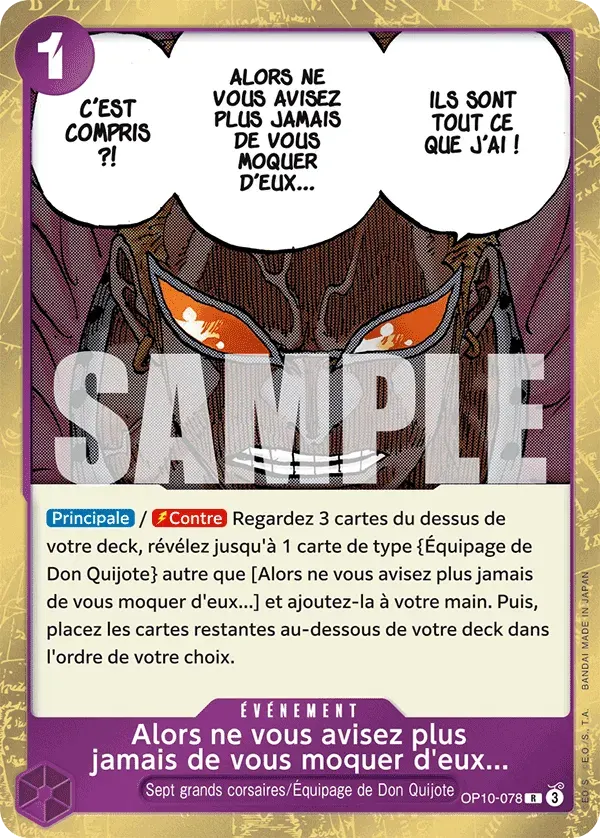 Alors ne vous avisez plus jamais de vous moquer d'eux... — carte One Piece TCG OP10-078 (Sang Royal)
