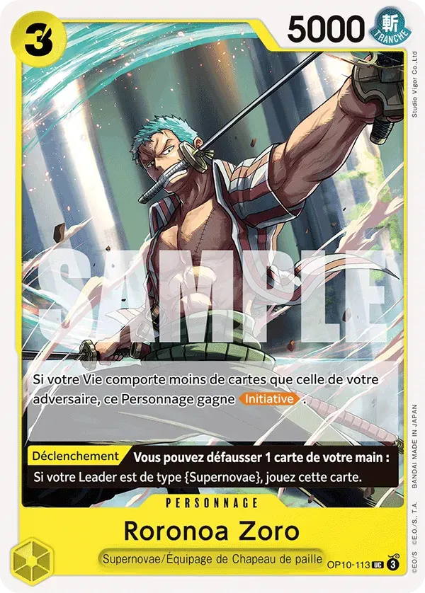 Roronoa Zoro — carte One Piece TCG OP10-113 (Sang Royal)