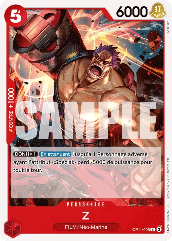 Z — carte One Piece TCG OP11-006 (Des Poings Vifs Comme l’Éclair)
