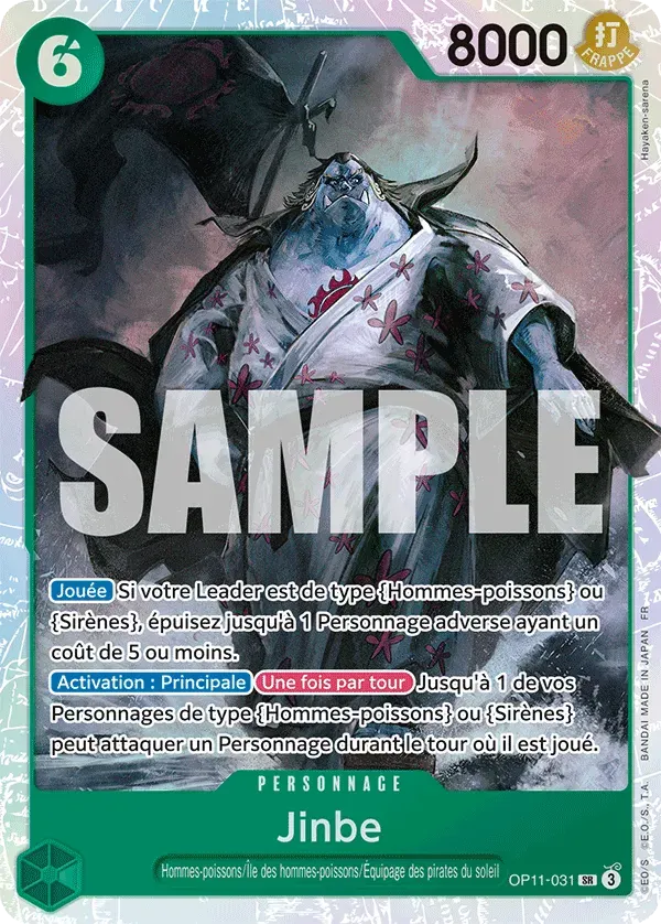 Jinbe — carte One Piece TCG OP11-031 (Des Poings Vifs Comme l’Éclair)