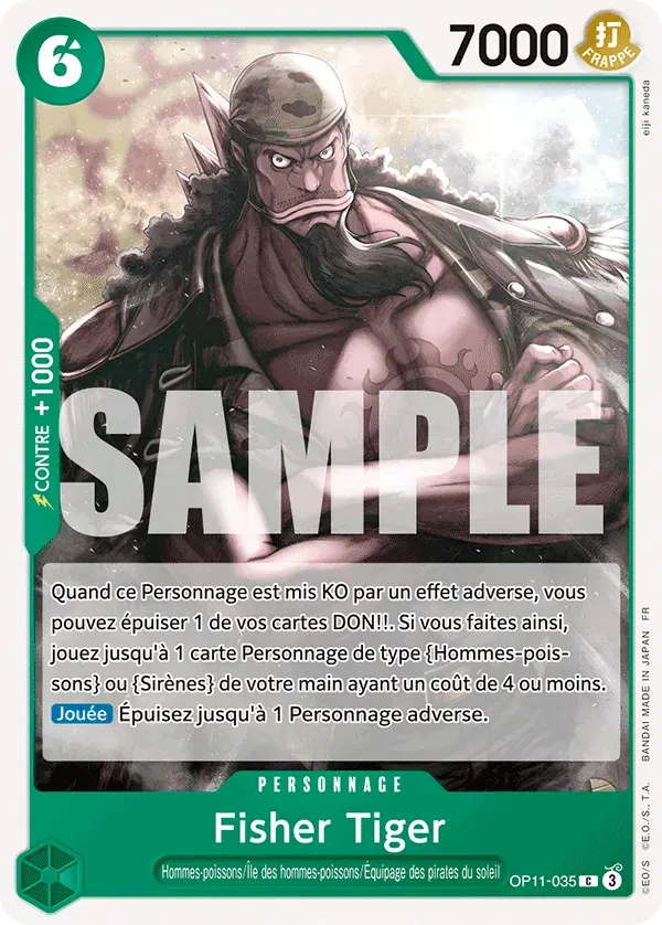Fisher Tiger — carte One Piece TCG OP11-035 (Des Poings Vifs Comme l’Éclair)