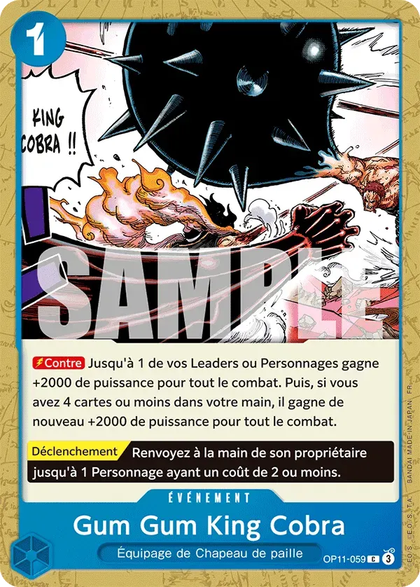 Gum Gum King Cobra — carte One Piece TCG OP11-059 (Des Poings Vifs Comme l’Éclair)