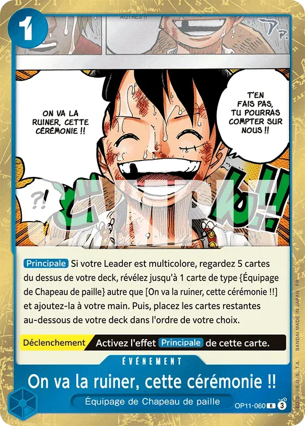 On va la ruiner, cette cérémonie !! — carte One Piece TCG OP11-060 (Des Poings Vifs Comme l’Éclair)