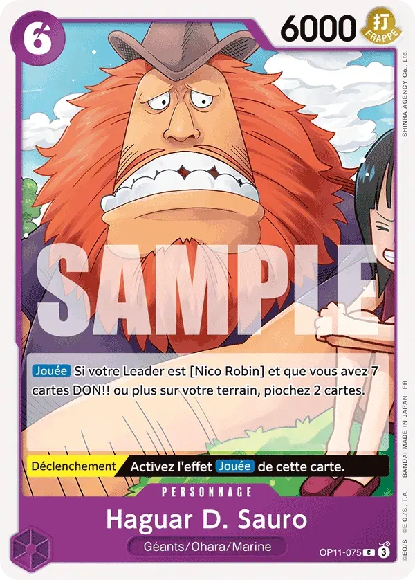 Haguar D. Sauro — carte One Piece TCG OP11-075 (Des Poings Vifs Comme l’Éclair)