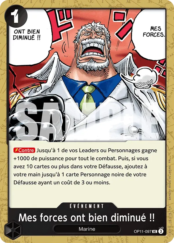 Mes forces ont bien diminué !! — carte One Piece TCG OP11-097 (Des Poings Vifs Comme l’Éclair)