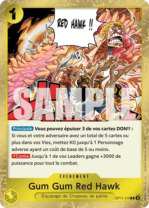 Gum Gum Red Hawk — carte One Piece TCG OP11-114 (Des Poings Vifs Comme l’Éclair)
