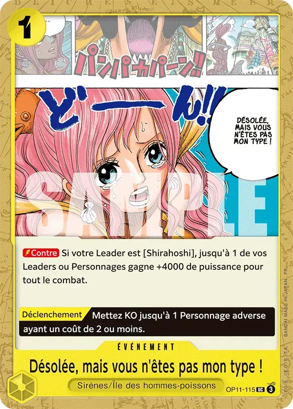 Désolée, mais vous n'êtes pas mon type ! — carte One Piece TCG OP11-115 (Des Poings Vifs Comme l’Éclair)