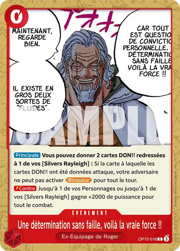 Une détermination sans faille, voilà la vraie force !! — carte One Piece TCG OP12-016 (L'Héritage du Maître)