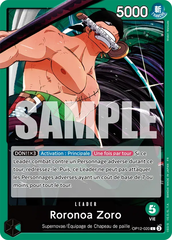 Roronoa Zoro — carte One Piece TCG OP12-020 (L'Héritage du Maître)