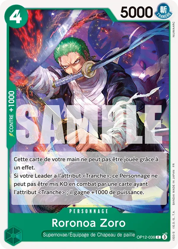 Roronoa Zoro — carte One Piece TCG OP12-036 (L'Héritage du Maître)