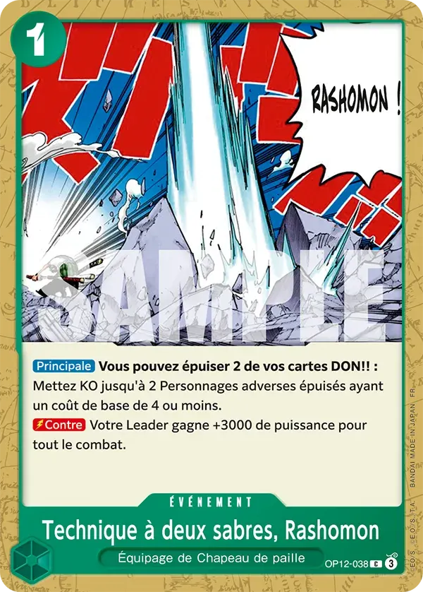 Technique à deux sabres, Rashomon — carte One Piece TCG OP12-038 (L'Héritage du Maître)