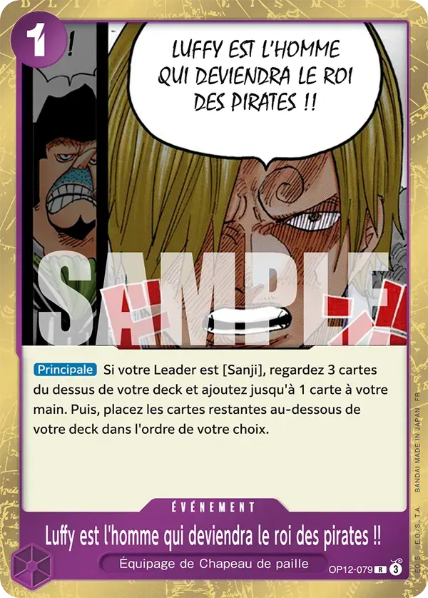 Luffy est l'homme qui deviendra le roi des pirates !! — carte One Piece TCG OP12-079 (L'Héritage du Maître)