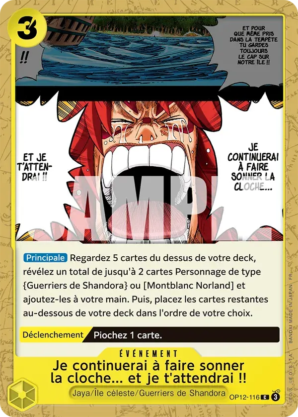 Je continuerai à faire sonner la cloche... et je t'attendrai !! — carte One Piece TCG OP12-116 (L'Héritage du Maître)