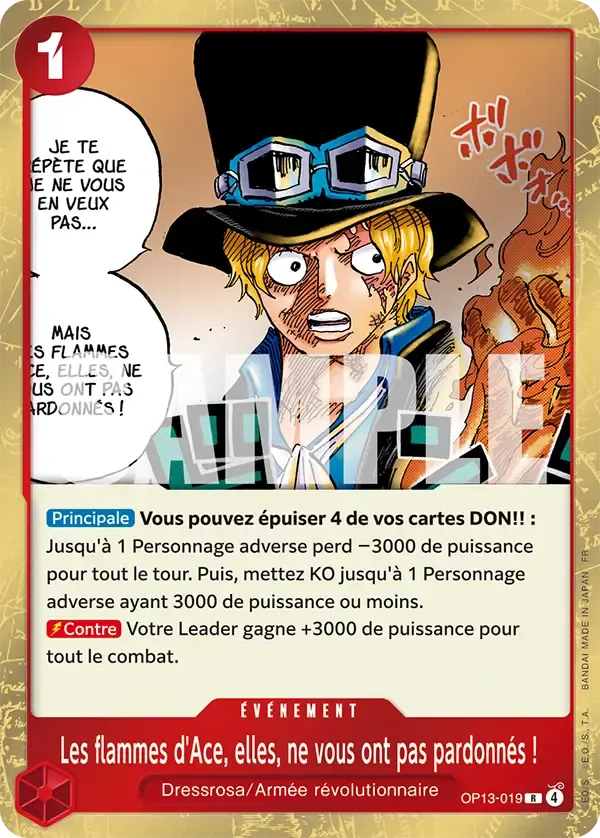 Les flammes d'Ace, elles, ne vous ont pas pardonnés ! — carte One Piece TCG OP13-019 (Successeurs)