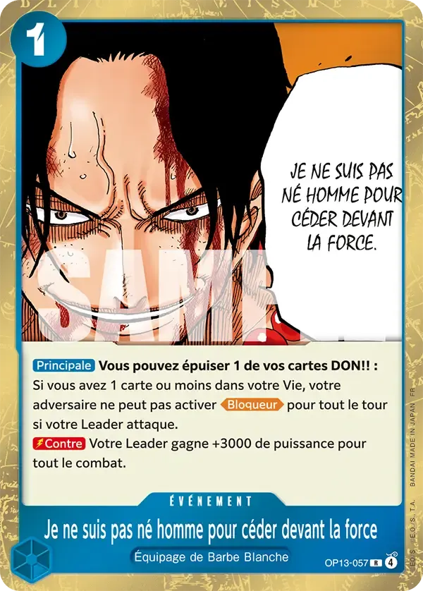 Je ne suis pas né homme pour céder devant la force — carte One Piece TCG OP13-057 (Successeurs)