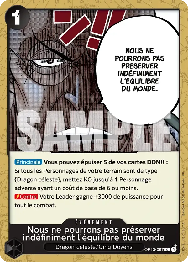 Nous ne pourrons pas préserver indéfiniment l'équilibre du monde — carte One Piece TCG OP13-097 (Successeurs)