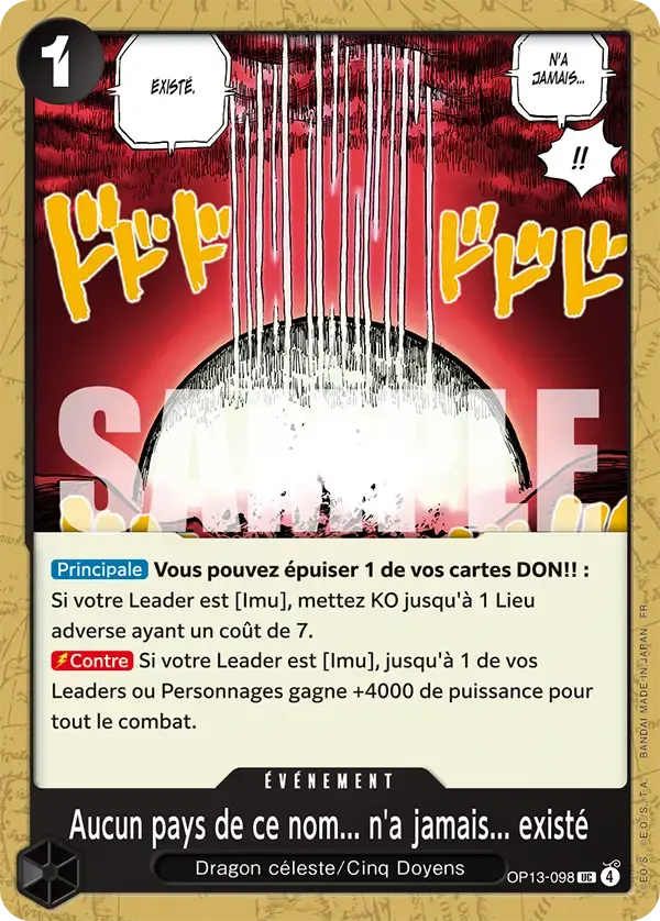 Aucun pays de ce nom... n'a jamais... existé — carte One Piece TCG OP13-098 (Successeurs)