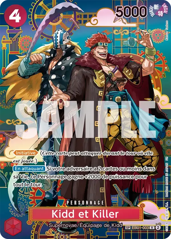 Kidd et Killer — carte One Piece TCG EB01-003 (Les Sept de La Mer d'Azur)