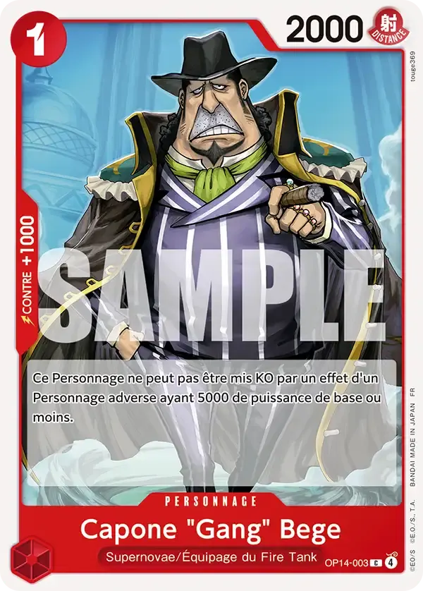 Capone "Gang" Bege — carte One Piece TCG OP14-003 (Les Sept de La Mer d'Azur)