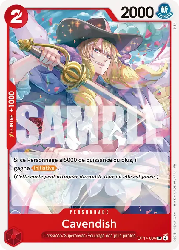 Cavendish — carte One Piece TCG OP14-004 (Les Sept de La Mer d'Azur)