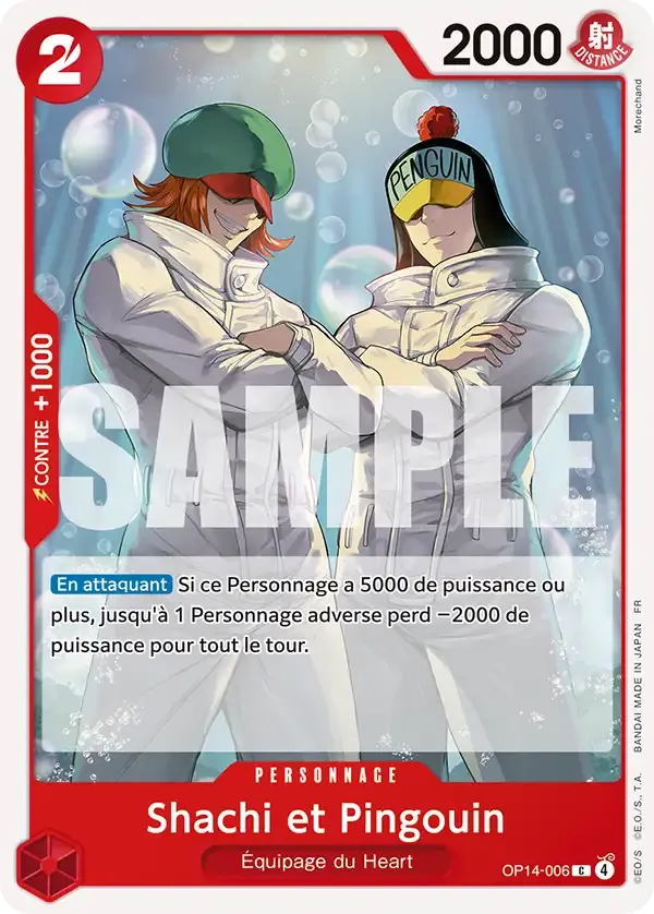 Shachi et Pingouin — carte One Piece TCG OP14-006 (Les Sept de La Mer d'Azur)